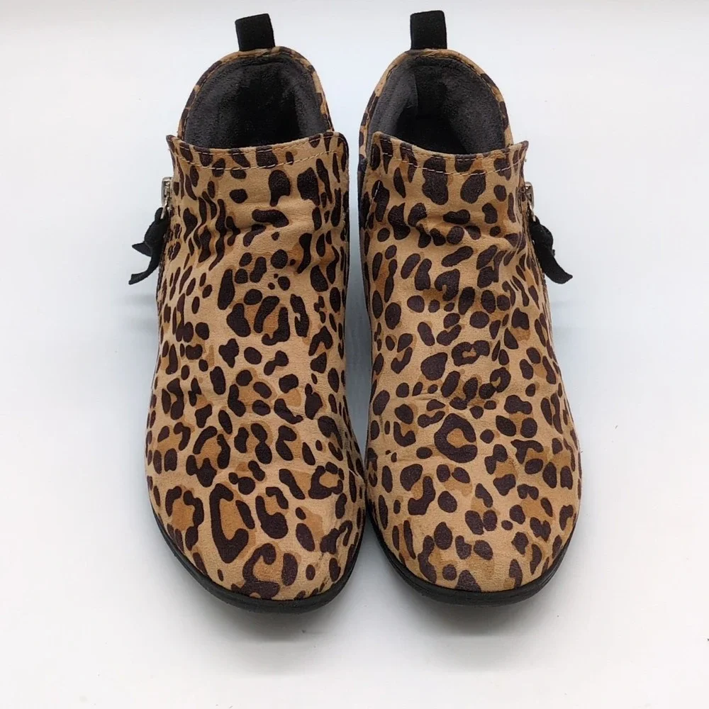 Dr. Scholl's Boots‎ Womens Rate Zip Brown Leopard 6 Ankle Bootie Shoes Side Zip